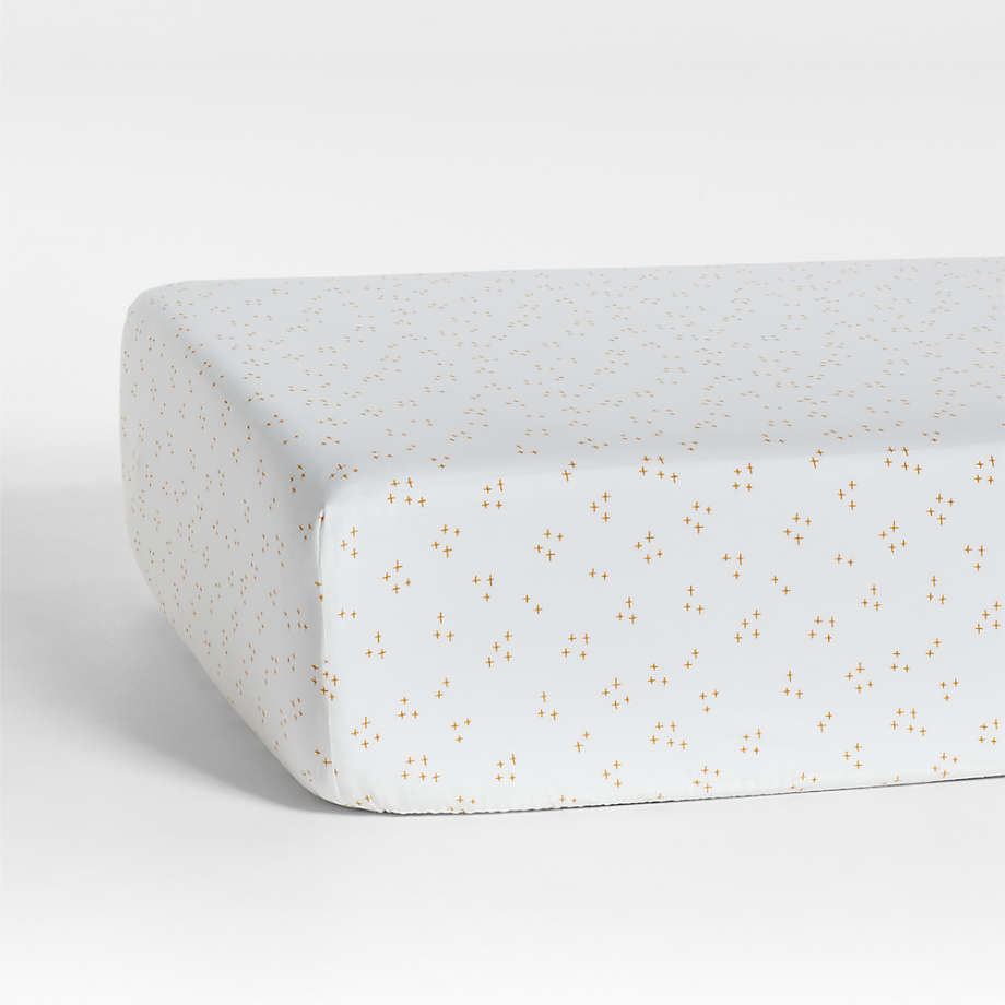 Cozy Cloud Twinkle Savannah Yellow Washed Organic Cotton Baby Crib Fitted Sheet