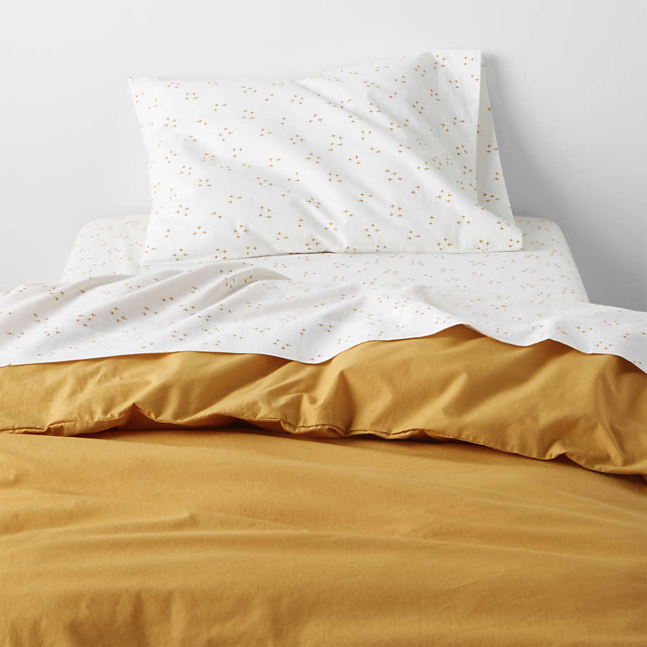 Cozy Cloud Savannah Yellow Organic Washed Cotton Toddler Duvet Bedding