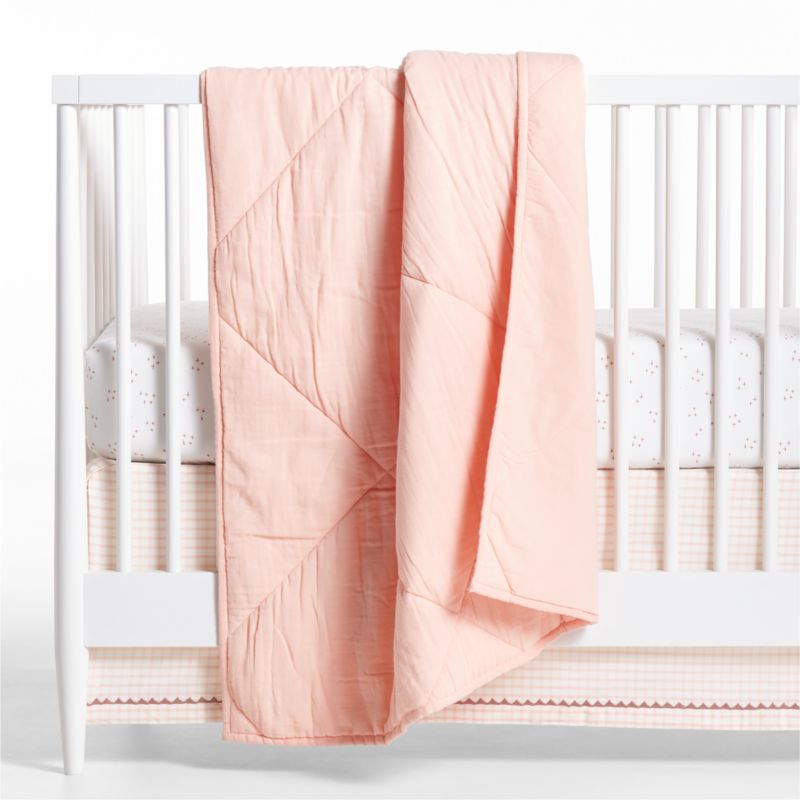 Supersoft Elegant Pink Organic Cotton Gauze Baby Crib Quilt Bedding Set - image 0 of 5