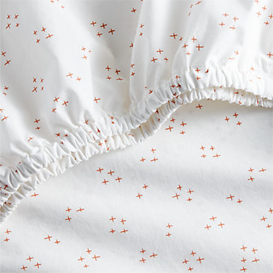 View Cozy Cloud Twinkle Terracotta Pink Washed Organic Cotton Baby Crib Fitted Sheet details