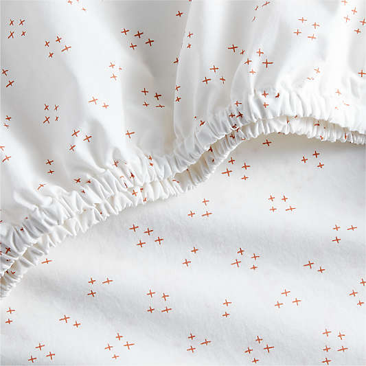 Cozy Cloud Twinkle Terracotta Pink Washed Organic Cotton Baby Crib Fitted Sheet