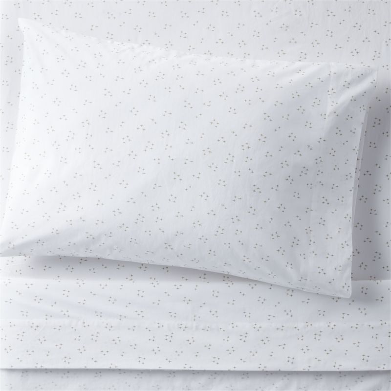 Cozy Cloud Twinkle Willow Green Washed Organic Cotton Twin Sheet Set