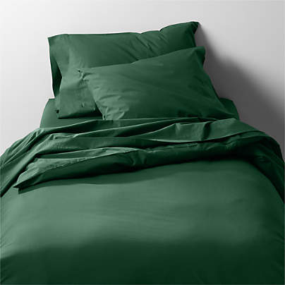 CozyCloud Washed Organic Cotton Vintage Green Twin XL Duvet Cover