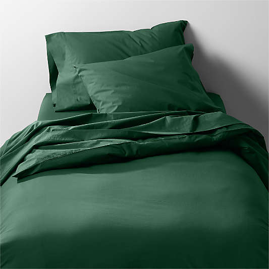 CozyCloud Washed Organic Cotton Vintage Green Twin XL Duvet Cover