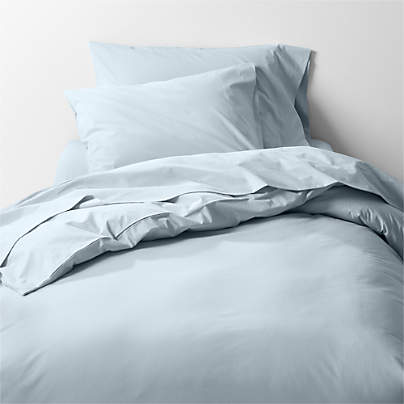 CozyCloud Washed Organic Cotton Sky Blue Twin XL Duvet Cover