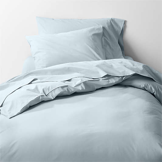 CozyCloud Washed Organic Cotton Sky Blue Twin XL Duvet Cover