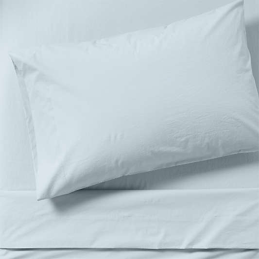 CozyCloud Washed Organic Cotton Sky Blue Twin XL Sheet Set
