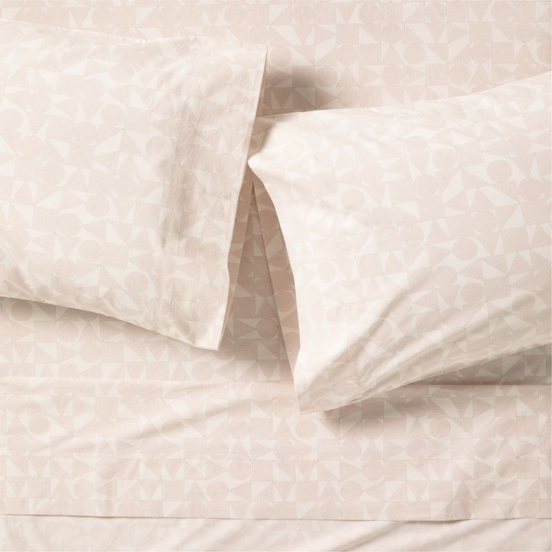 Cozy Cloud Zen Geo Orchid Rose Washed Organic Cotton Kids Queen Sheet Set - image 0 of 3