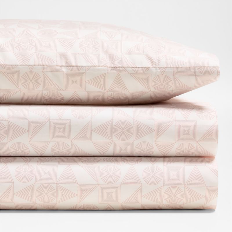 Cozy Cloud Zen Geo Orchid Rose Washed Organic Cotton Kids Queen Sheet Set - image 2 of 3