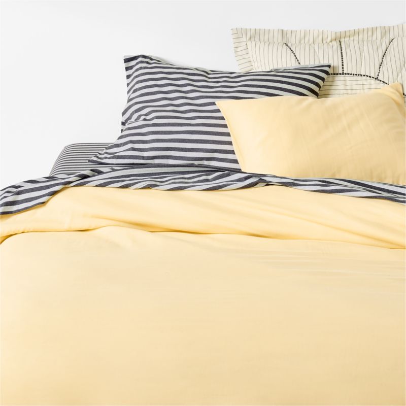 Cozy Cloud Straw Yellow Washed Organic Cotton Kids Twin Duvet Cover - image 0 of 10