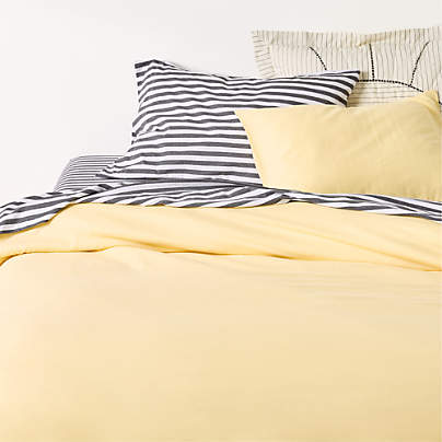 Cozy Cloud Straw Yellow Washed Organic Cotton Kids Full/Queen Duvet Cover