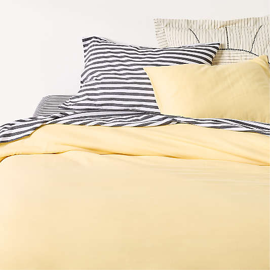 Cozy Cloud Straw Yellow Washed Organic Cotton Kids Twin Duvet Cover