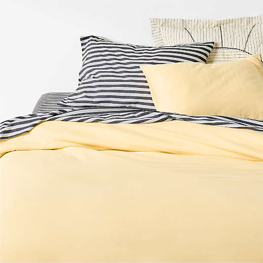 Cozy Cloud Straw Yellow Washed Organic Cotton Kids Duvet Bedding Set