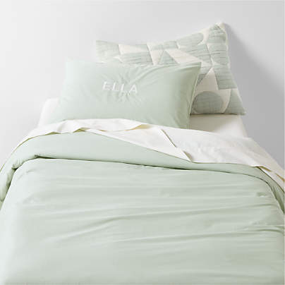 Cozy Cloud Muted Teal Washed 100% Organic Cotton Kids Twin Duvet Cover