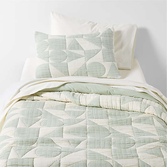 Cozy Cloud Muted Teal Washed Organic Cotton Kids Twin Duvet Cover