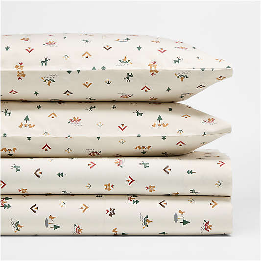 Cozy Camper 100% Organic Cotton Percale Kids Full Sheet Set