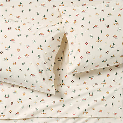 Cozy Camper 100% Organic Cotton Percale Kids Full Sheet Set