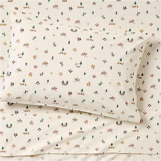 Cozy Camper 100% Organic Cotton Percale Kids Twin Sheet Set