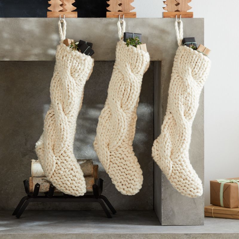Ivory Cozy Cable Knit Christmas Stocking - image 1 of 10