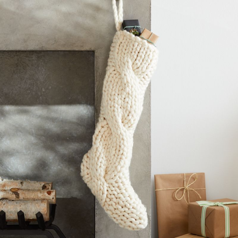 Ivory Cozy Cable Knit Christmas Stocking - image 6 of 10