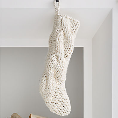View Cozy Ivory Cable Knit Christmas Stocking details