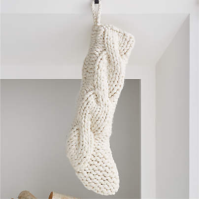 Ivory Cozy Knit Christmas Stocking