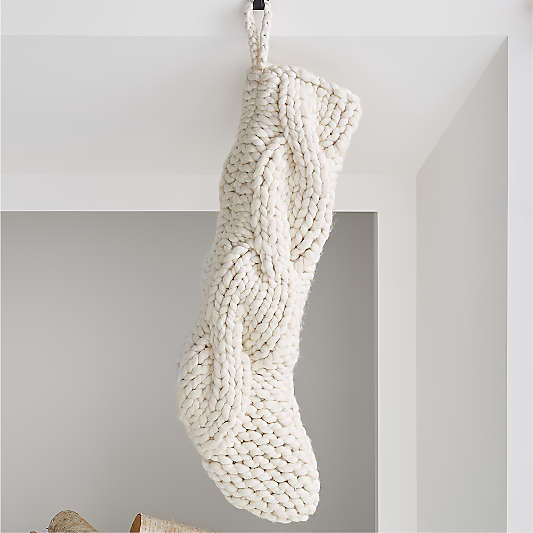 Ivory Cozy Knit Christmas Stocking