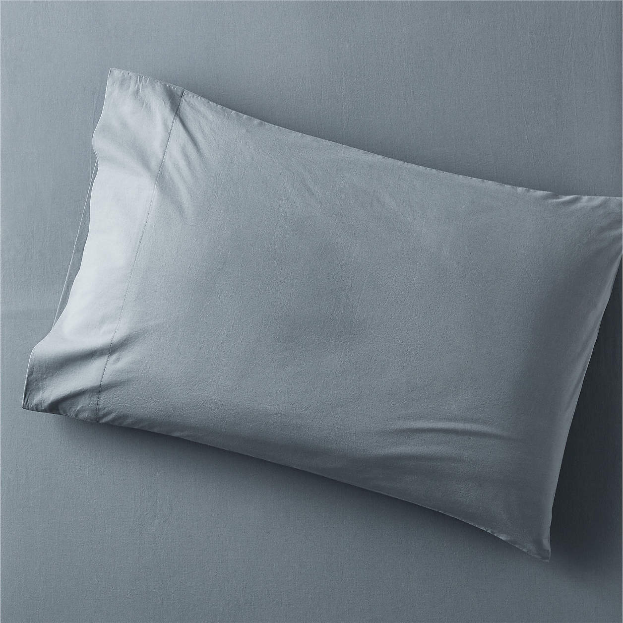 Modern Cozy Cloud Slate Blue Organic Washed Cotton Pillowcase + Reviews