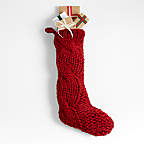 View Cozy Red Cable Knit Christmas Stocking - image 2 of 6