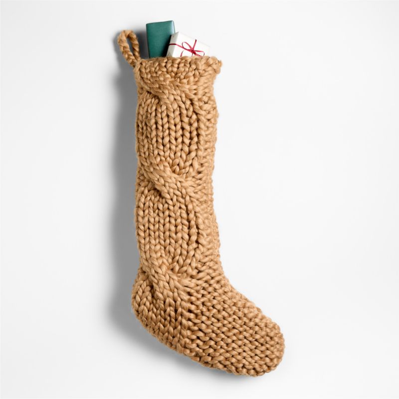 Tan Cozy Knit Christmas Stocking - image 4 of 6