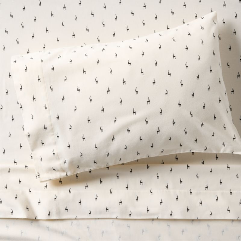 Cozysoft Organic Flannel Ink Black Reindeer Twin/Twin XL Bed Sheet Set - image 0 of 6