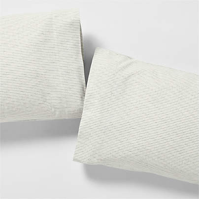 Cozysoft Organic Flannel Spruce Green Stripe King Pillowcases, Set of 2