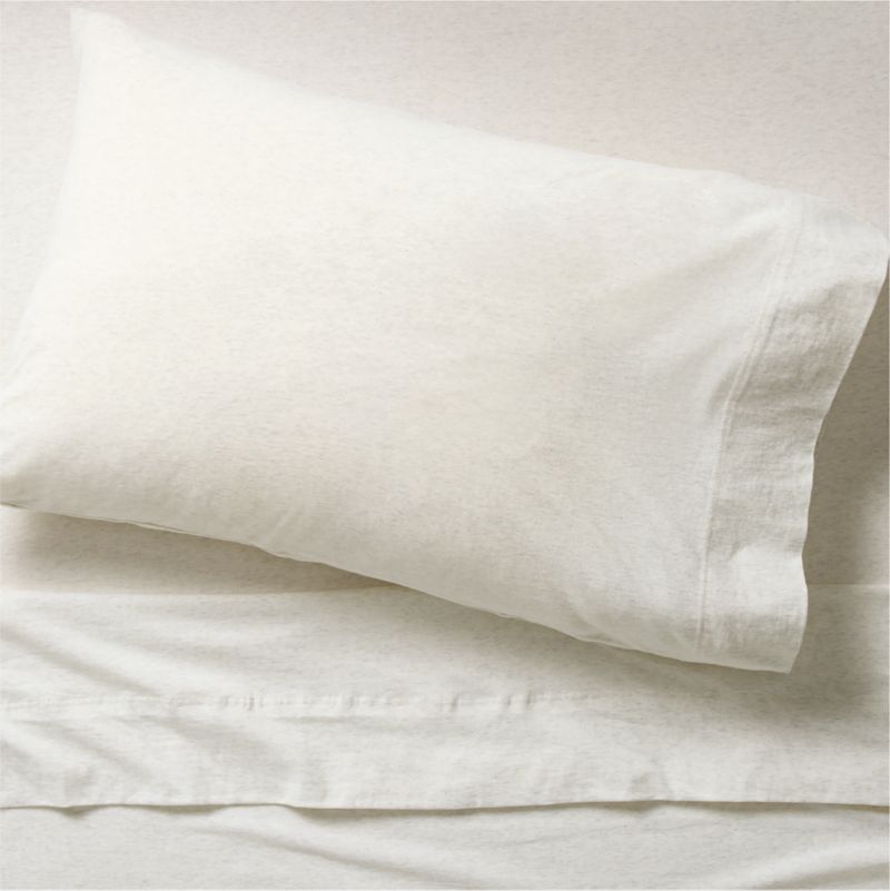 Cozysoft Organic Jersey Heathered Ivory Twin/Twin XL Bed Sheet Set
