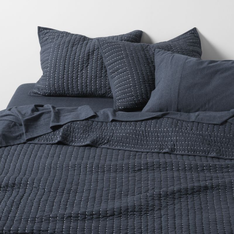 Viewing product image Cozysoft Organic Jersey Midnight Navy Full/Queen Quilt - image 1 of 11