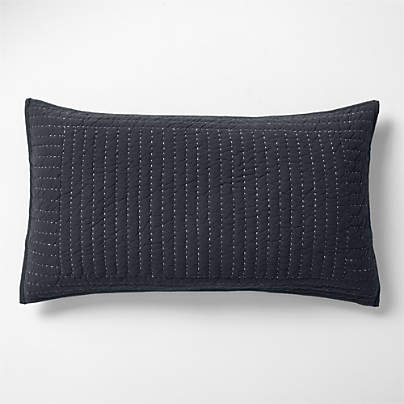 Cozysoft Organic Jersey Midnight Navy Blue King Quilted Bed Pillow Sham