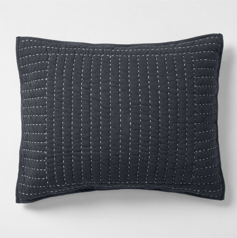 Viewing product image Cozysoft Organic Jersey Midnight Navy Standard Quilted Bed Pillow Sham - image 1 of 8