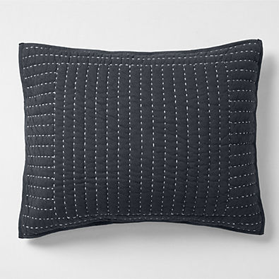 View Cozysoft Organic Cotton Jersey Midnight Navy Blue Standard Quilted Bed Pillow Sham details