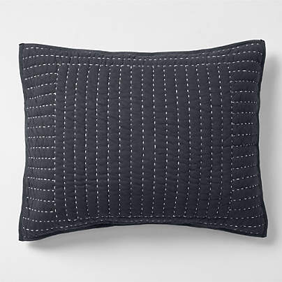 Cozysoft Organic Cotton Jersey Midnight Navy Blue Standard Quilted Bed Pillow Sham