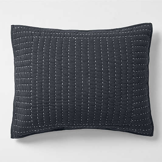 Cozysoft Organic Cotton Jersey Midnight Navy Blue Standard Quilted Bed Pillow Sham