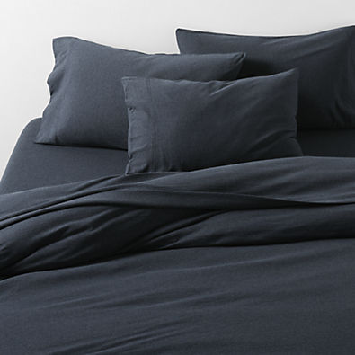 View Cozysoft Organic Cotton Jersey Midnight Navy Blue Full/Queen Duvet Cover details
