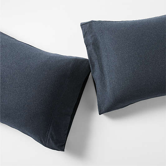 Cozysoft Organic Cotton Jersey Midnight Navy King Pillowcases, Set of 2