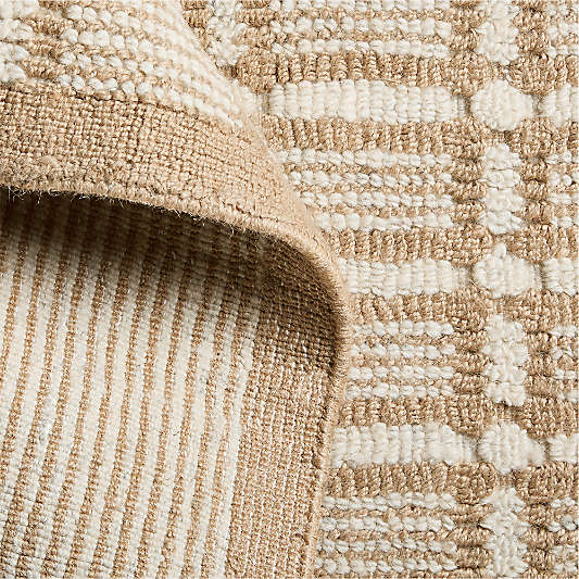 Copenhagen Jute Wool Blend Handwoven Plaid Ivory Rug Swatch 12"x18"