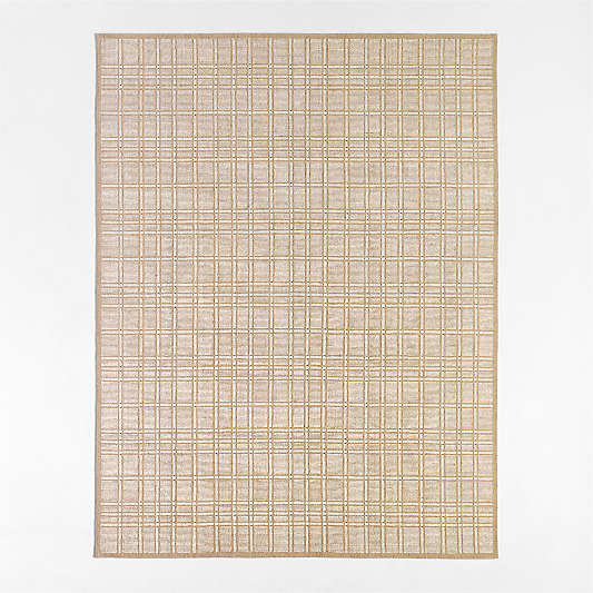 Copenhagen Jute Wool Blend Handwoven Plaid Ivory Area Rug 10'x14'