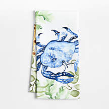 Crab Printed Organic Cotton Kitchen Dish Towel | Crate & Barrel