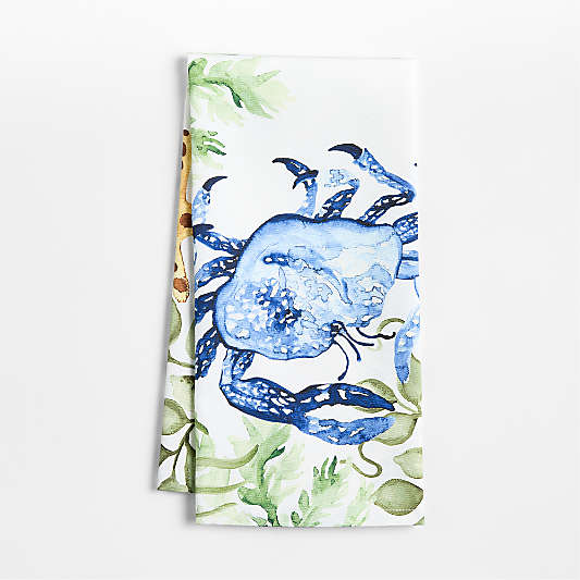 Crab Printed Organic Cotton Kitchen Dish Towel