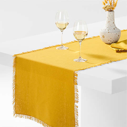 Craft 120" Saffron Yellow Organic Cotton Fringe Runner