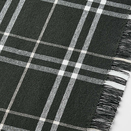 Craft 120" Green Plaid Organic Cotton Fringe Table Runner