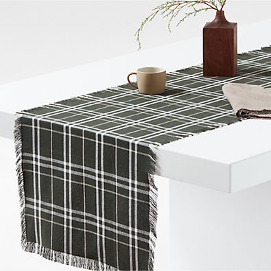 View Craft 120" Green Plaid Organic Cotton Fringe Table Runner details
