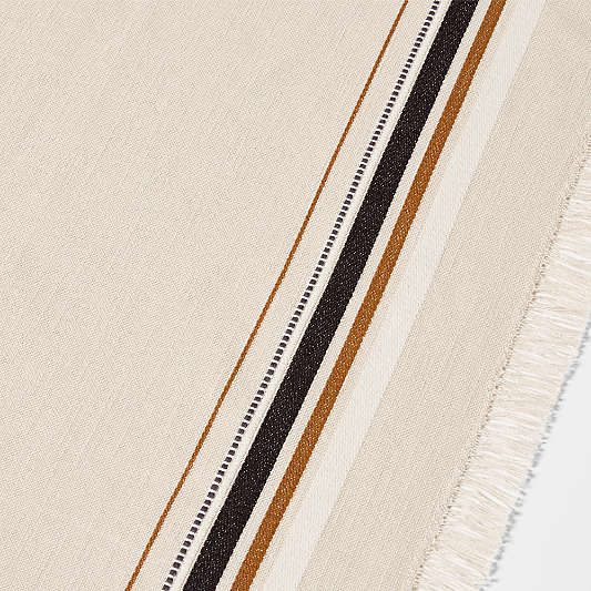 Craft 120" Black and Natural Stripe Organic Cotton Table Runner