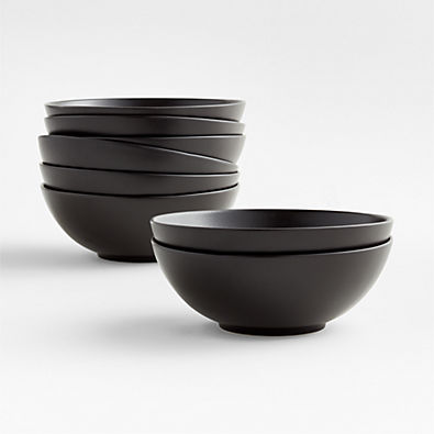 View Craft Matte Black Stoneware Cereal Bowls, Set of 8 details
